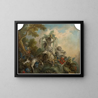 Cupidins with a sheep - Jacques de La Joue — framed artwork on a wall
