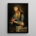Old man praying contemplating a skull - Jacques Rousseau — framed artwork on a wall