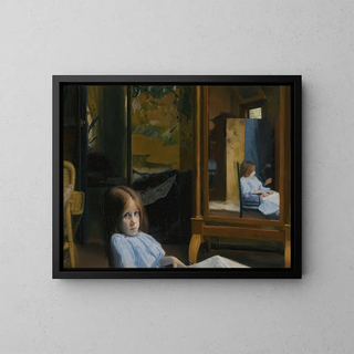 Little girl with a psyché - Jacques-Émile Blanche — framed artwork on a wall