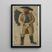 Peasants with large hat, white jacket, boots - Jakob Becker — framed artwork on a wall