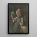Young peasant woman with a bouquet of flowers and a sheep on the right - Jakob Becker — framed artwork on a wall