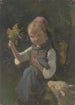 Young peasant woman with a bouquet of flowers and a sheep on the right - Jakob Becker — artwork view