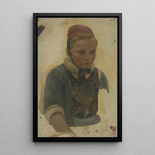 Bust of a Little Peasant - Jakob Becker — framed artwork on a wall