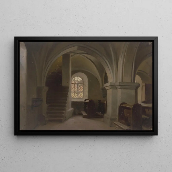 Interior church painting - Jakob Becker — framed artwork on a wall
