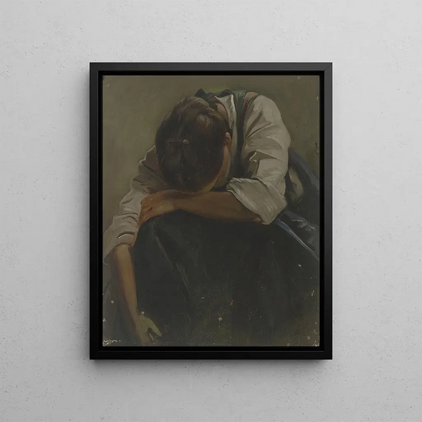 Peasant Painting in Tears - Jakob Becker — framed artwork on a wall