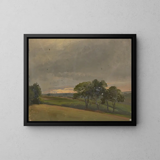 Prairie du soir avec des arbres - Jakob Becker — framed artwork on a wall