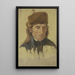 Farmhouse Painting with a Fur Hat - Jakob Becker — framed artwork on a wall
