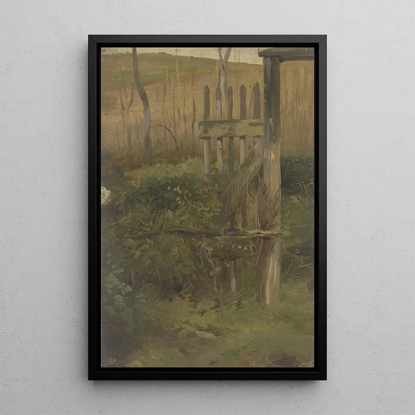 Gate to the garden leading to the field - Jakob Becker — framed artwork on a wall