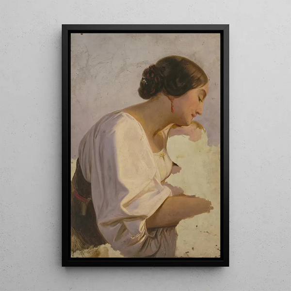 Girl with Earrings - Jakob Becker — framed artwork on a wall