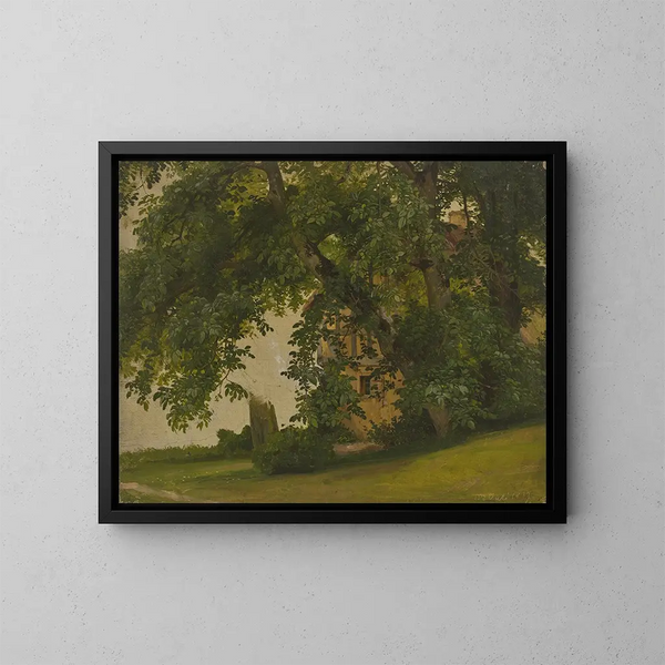 House behind trees - Jakob Becker — framed artwork on a wall