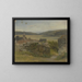 Small village painting with view of the meadow - Jakob Becker — framed artwork on a wall