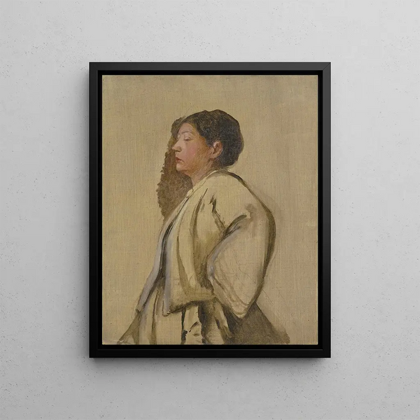 Study of a Young Woman Portrait - Jakob Becker — framed artwork on a wall