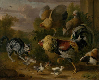 A cat among roosters - Jakob Bogdani — artwork view