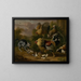 A cat among roosters - Jakob Bogdani — framed artwork on a wall