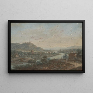 Landscape painting with the Main River - Jakob Bürgi — framed artwork on a wall