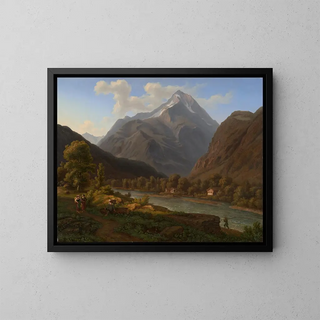 View of the Bristenstock near Altdorf - Jakob Christoph Miville — framed artwork on a wall
