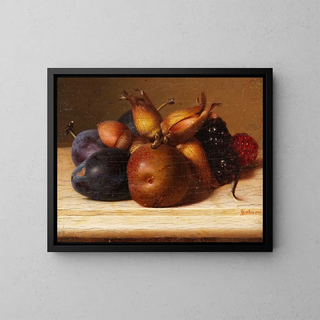 Still life with fruits and nuts - Jakob Lehnen — framed artwork on a wall