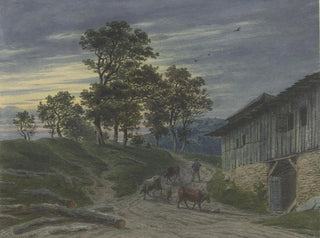 Return of the herd to the fold in the evening - Jakob Maurer — artwork view