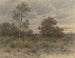 Rainy landscape painting with oaks and birches in marshy terrain - Jakob Maurer — artwork view