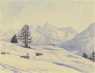Winter Landscape Painting in Lower Engadine - Jakob Nussbaum — artwork view