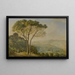 Mountain landscape painting with pines - Jakob Philipp Hackert — framed artwork on a wall
