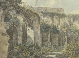 Roman Ruins with a Large Arch and Walls Overgrown by Plants - Jakob Philipp Hackert — artwork view