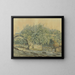 Ruined stone bridge over a stream overgrown with bushes and plants - Jakob Philipp Hackert — framed artwork on a wall