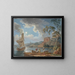 View of the pottery of Marieberg near Stockholm with boats and fishermen - Jakob Philipp Hackert — framed artwork on a wall
