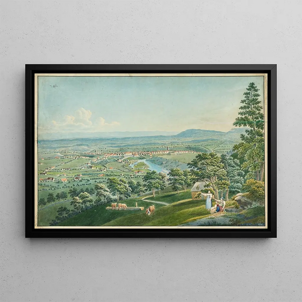 View of Bern and the Aar from the Gurten - Jakob Samuel Weibel — framed artwork on a wall