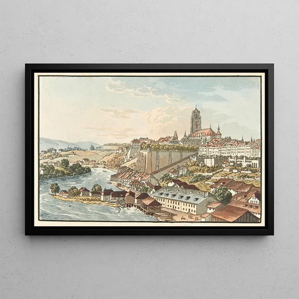 Bern from the Thun Road - Jakob Samuel Weibel — framed artwork on a wall