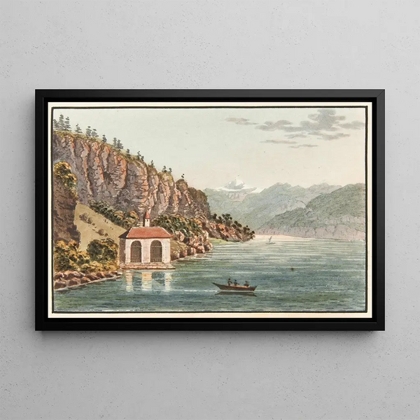Chapel of William Tell's Chapel at Lake of the Four Cantons - Jakob Samuel Weibel — framed artwork on a wall