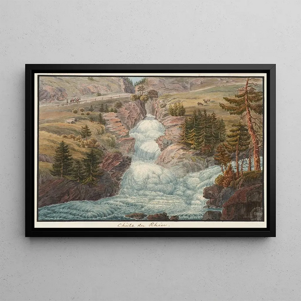 Waterfall of the Rhine - Jakob Samuel Weibel — framed artwork on a wall