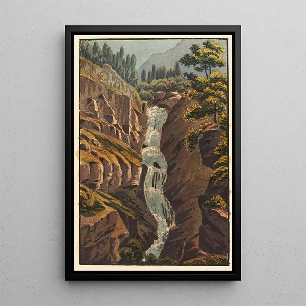 the Waterfall of the Aar on the Grimsel - Jakob Samuel Weibel — framed artwork on a wall
