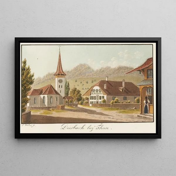 Diesbach near Thun - Jakob Samuel Weibel — framed artwork on a wall
