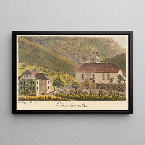 Gsteig near Interlaken - Jakob Samuel Weibel — framed artwork on a wall