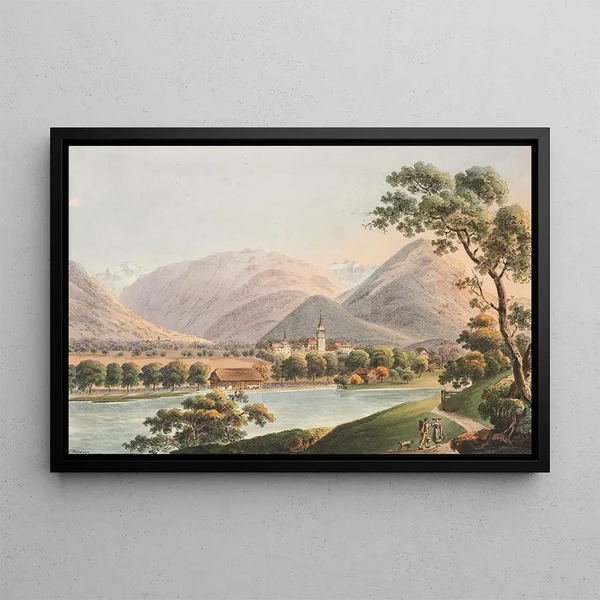 View of Interlaken - Jakob Samuel Weibel — framed artwork on a wall