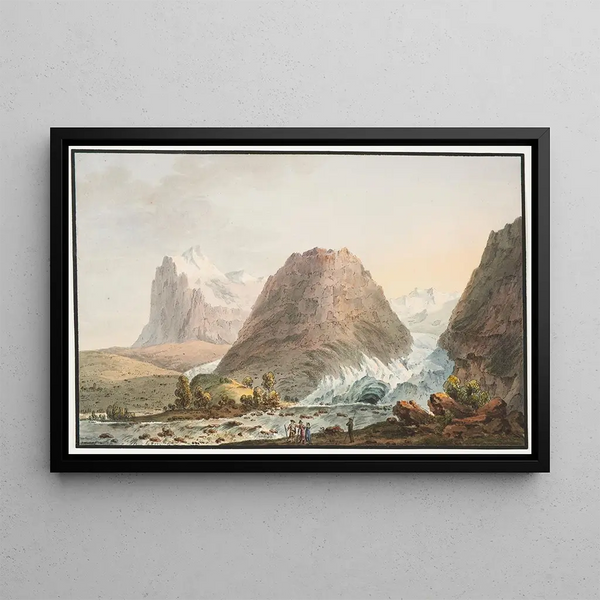 View of the Glaciers of Grindelwald - Jakob Samuel Weibel — framed artwork on a wall