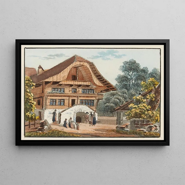 Vue de l'auberge de Matten canton de Berne - Jakob Samuel Weibel — framed artwork on a wall