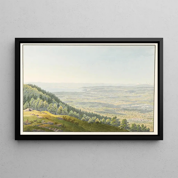 View from the Pavilion near Yverdon Vernand - Jakob Samuel Weibel — framed artwork on a wall