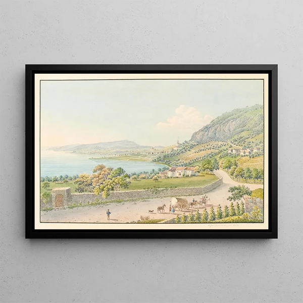 Vue des environs de Montreux et de Clarens - Jakob Samuel Weibel — framed artwork on a wall
