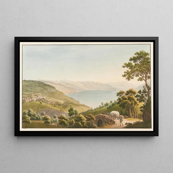 View of the Surroundings of Vevey from Chexbres - Jakob Samuel Weibel — framed artwork on a wall