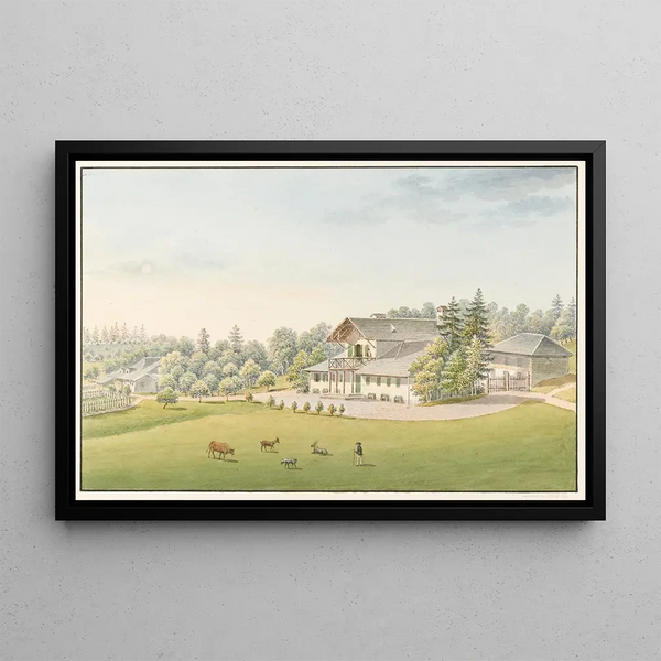 View of the New Chalet of Vernand - Jakob Samuel Weibel — framed artwork on a wall