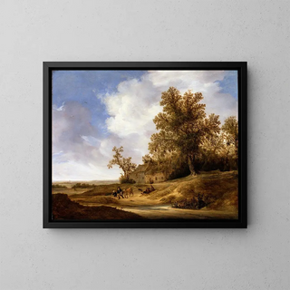 A road near the cottages - Jacob van Moscher — framed artwork on a wall