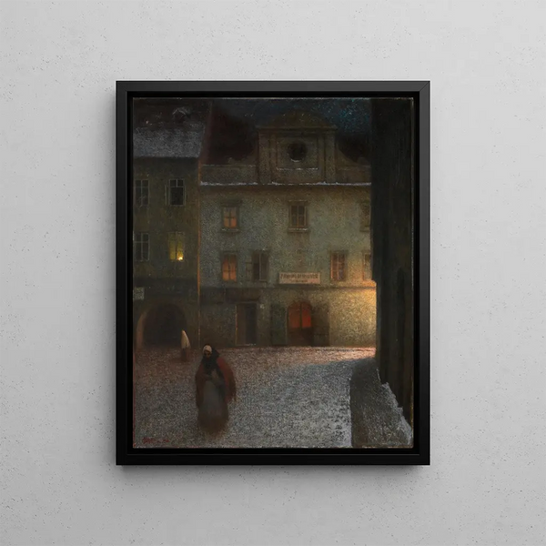 Rue du soir - Jakub Schikaneder — framed artwork on a wall