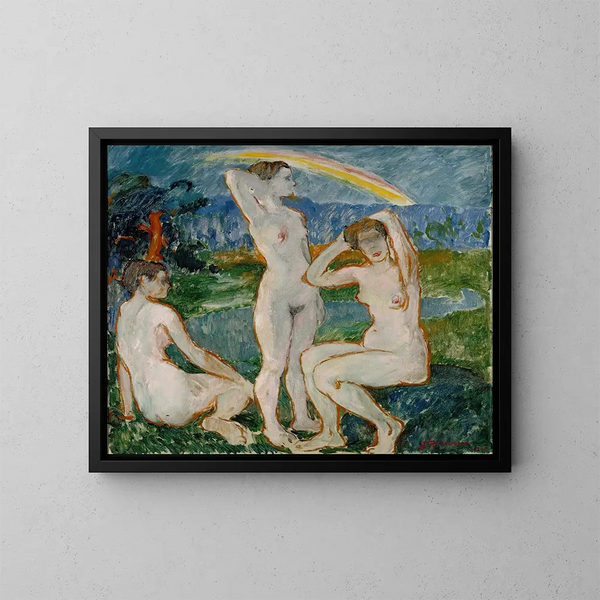 Sketch of women bathing - Jalmari Ruokokoski — framed artwork on a wall