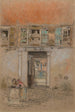 Interior courtyard painting on gray and red canal - James Abbott McNeill Whistler — artwork view