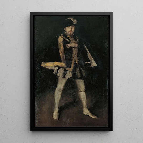 Arrangement en noir n° 3 Sir Henry Irving en Philippe II d'Espagne - James Abbott McNeill Whistler — framed artwork on a wall