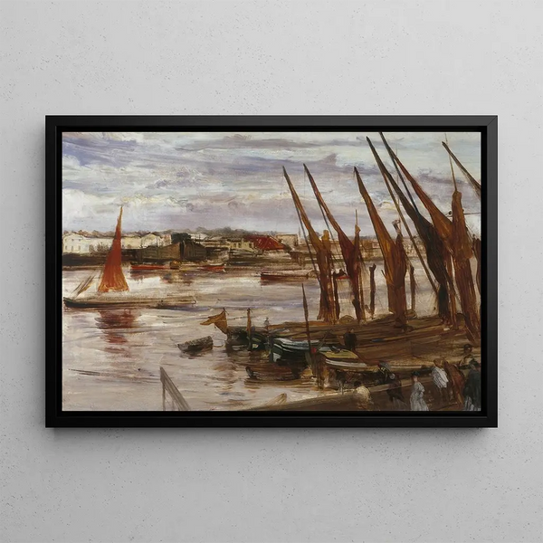 Battersea Reach - James Abbott McNeill Whistler — framed artwork on a wall