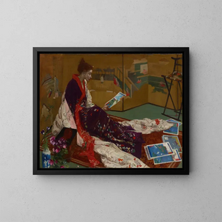 Caprice in violet and gold: The gilded screen - James Abbott McNeill Whistler — framed artwork on a wall