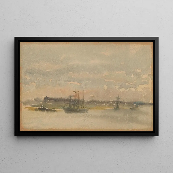Evening in Erith - James Abbott McNeill Whistler — framed artwork on a wall